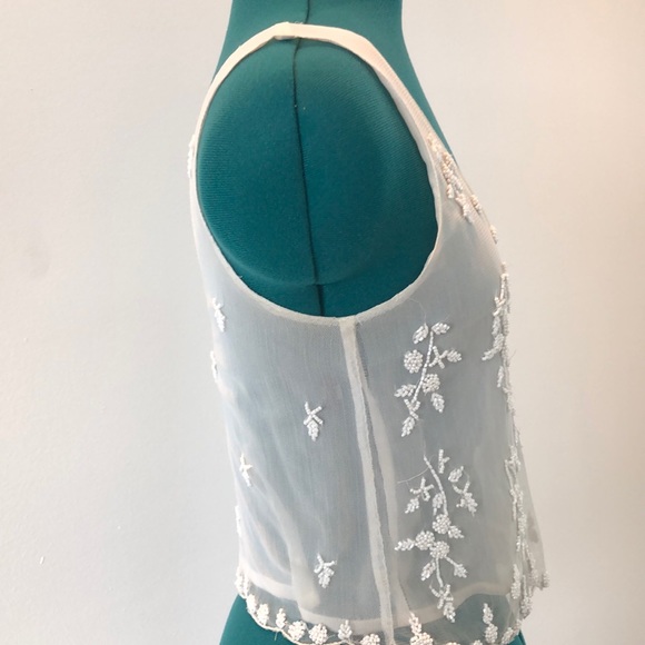 Topshop Tank Top/Singlet, Off White, Beaded Detail - Picture 8 of 9